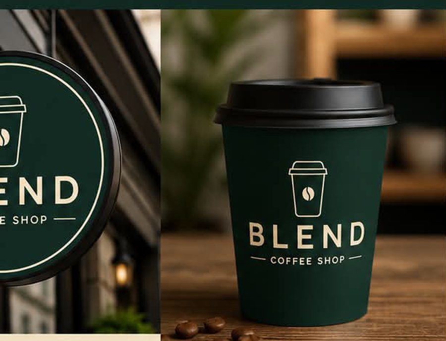 A Blend branded takeaway cup