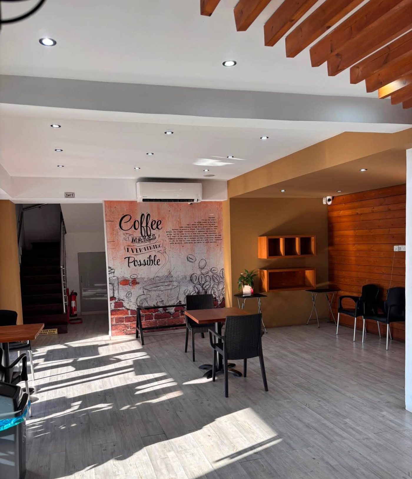 Seating area upstairs at Blend Coffee Shop